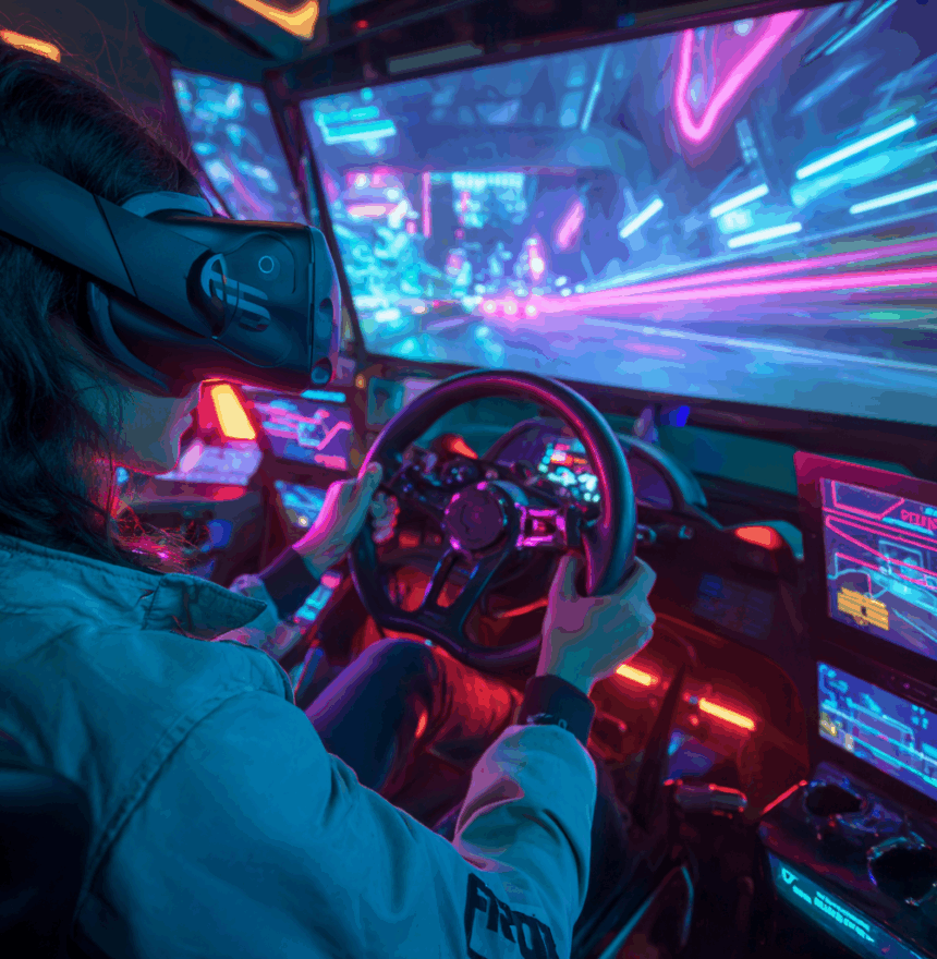 С помощью VR-системы будущие водители учатся в интерактивной среде