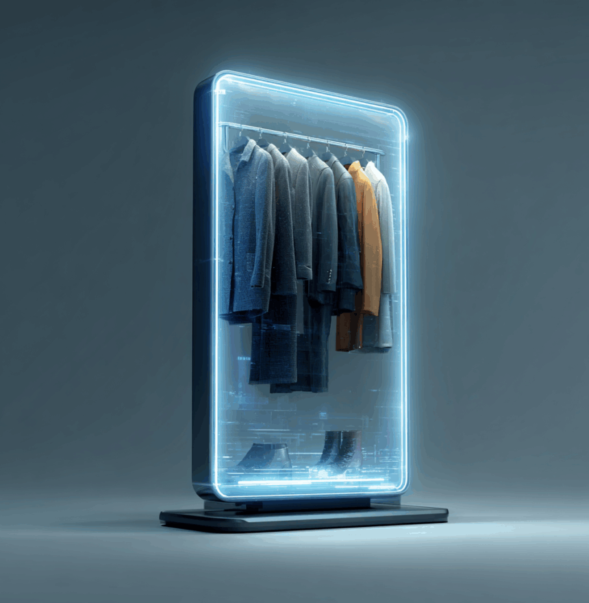 Умное зеркало с технологией дополненной реальности виртуальная примерка одежды будущего