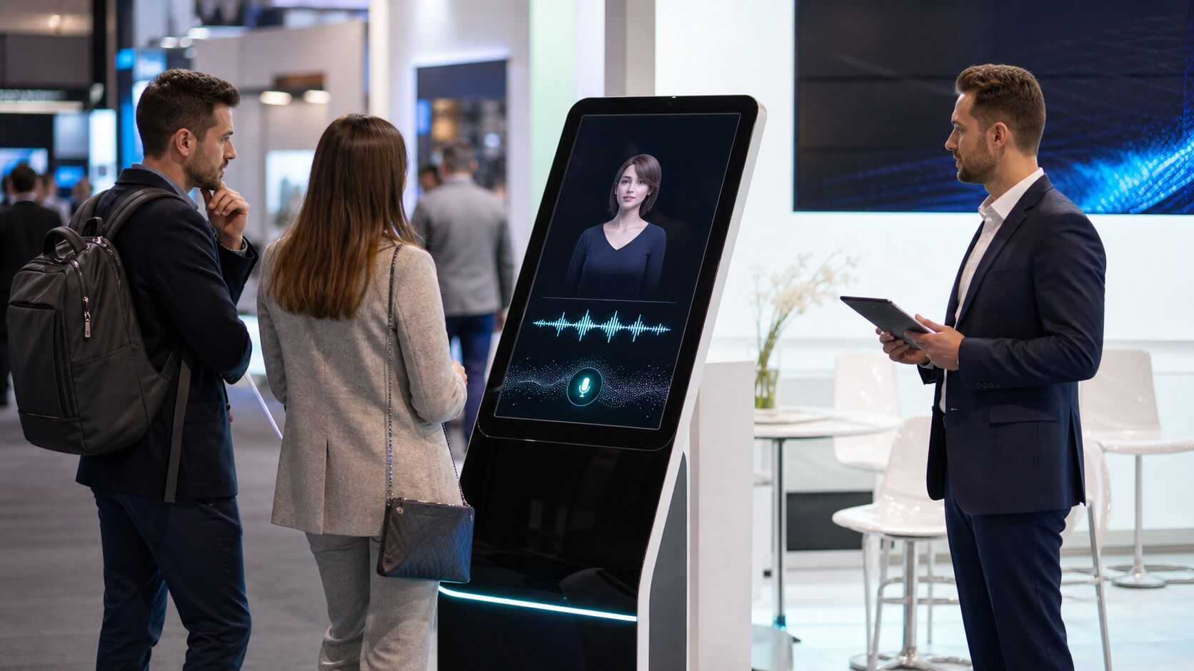 Голосовой AI-консультант на интерактивном киоске выставочного стенда
