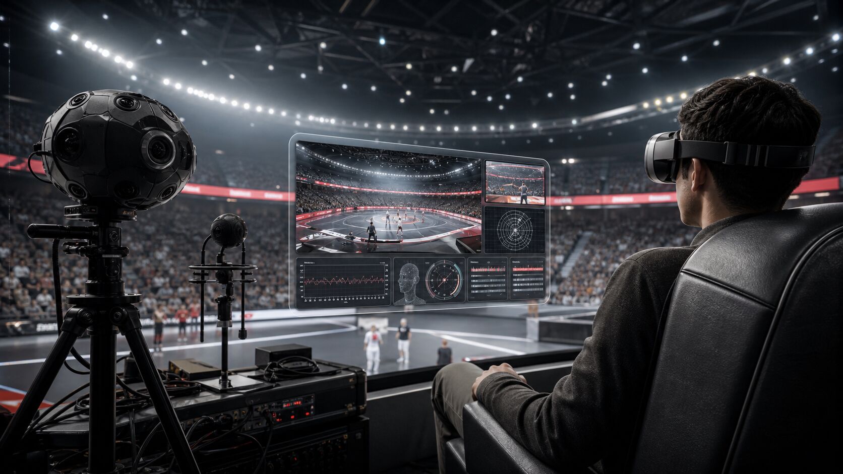 Live immersive video для VR-событий и бизнес-презентаций Иммерсивная VR-трансляция события с 180-градусной съемкой, пространственным звуком и графикой в гарнитуре