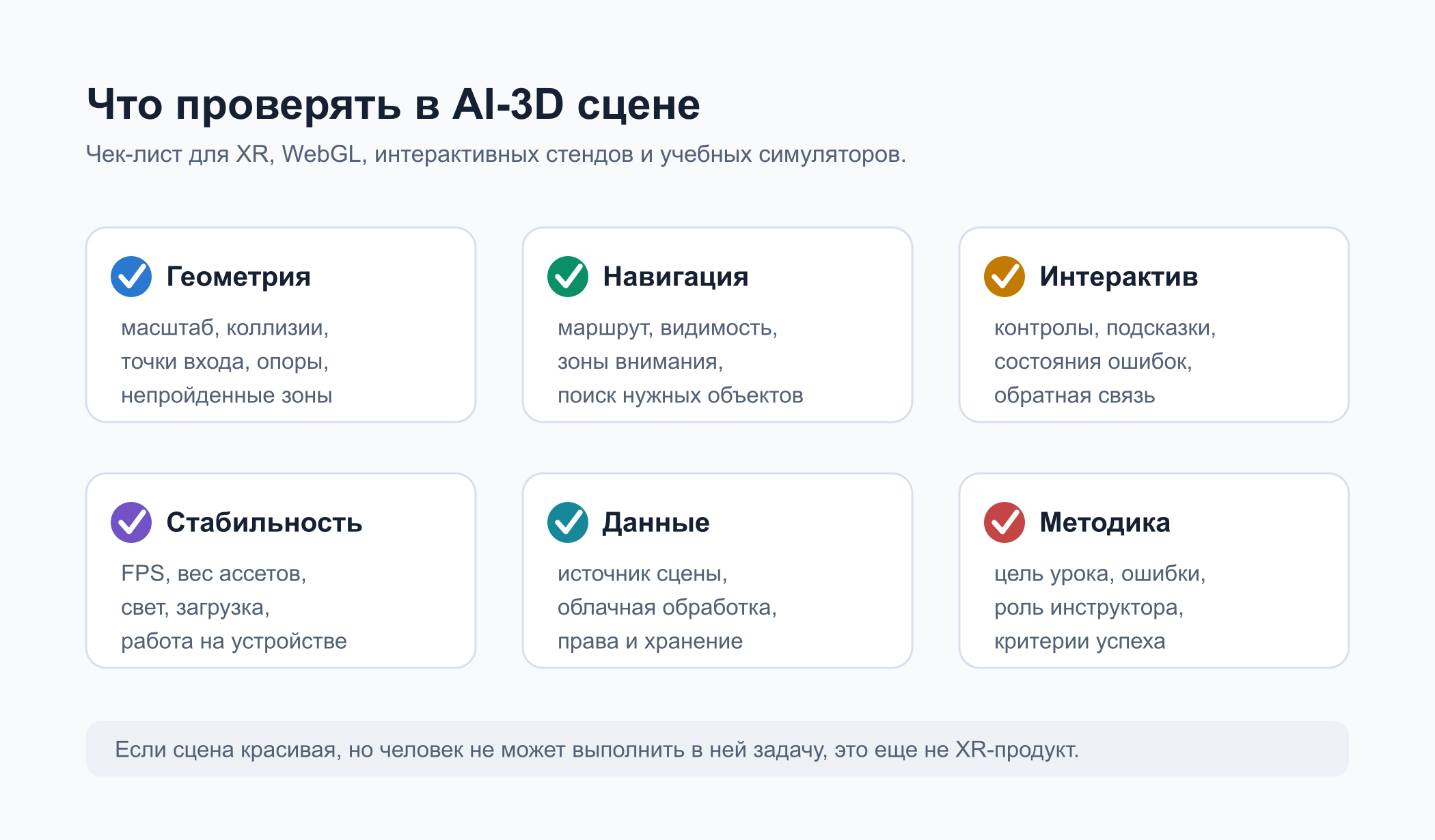 Чек-лист качества 3D-сцены для VR, AR и WebGL
